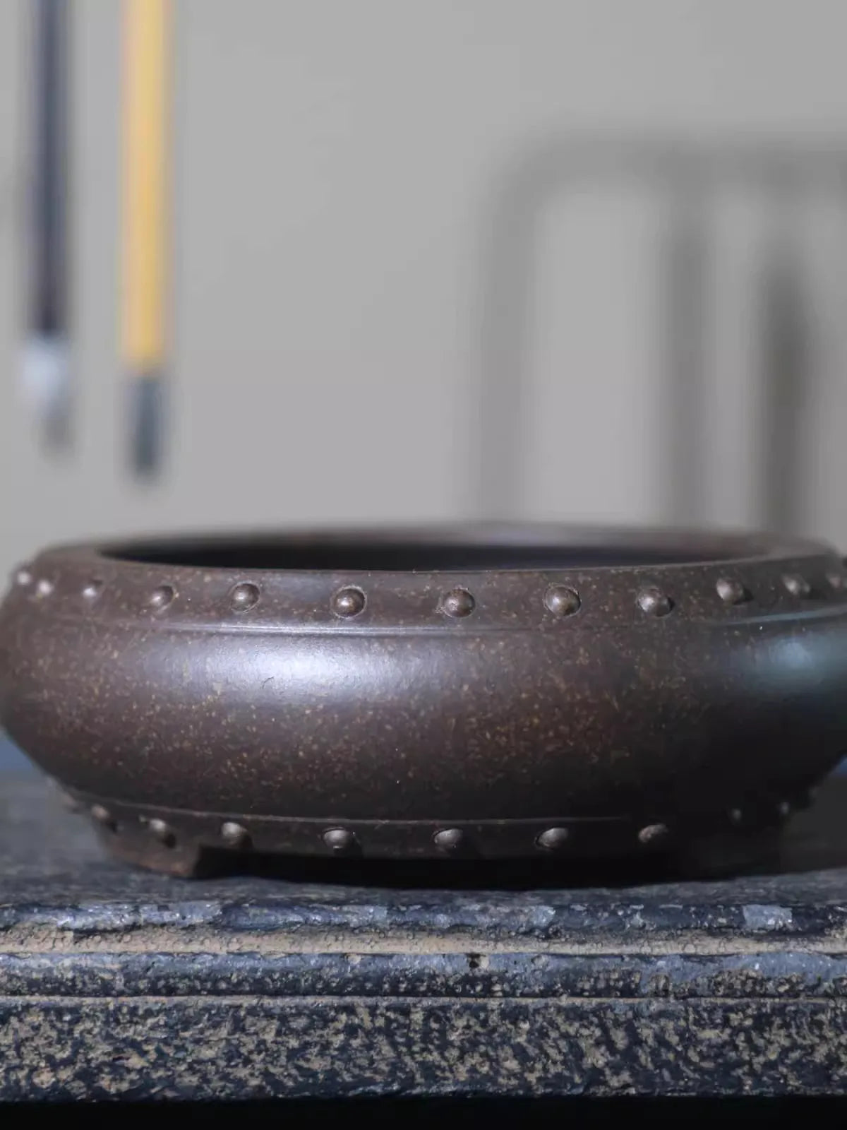 Ceramic Circle Bonsai Pot, Made by Purple Sand,Chinese Garden, Home Table Decoration