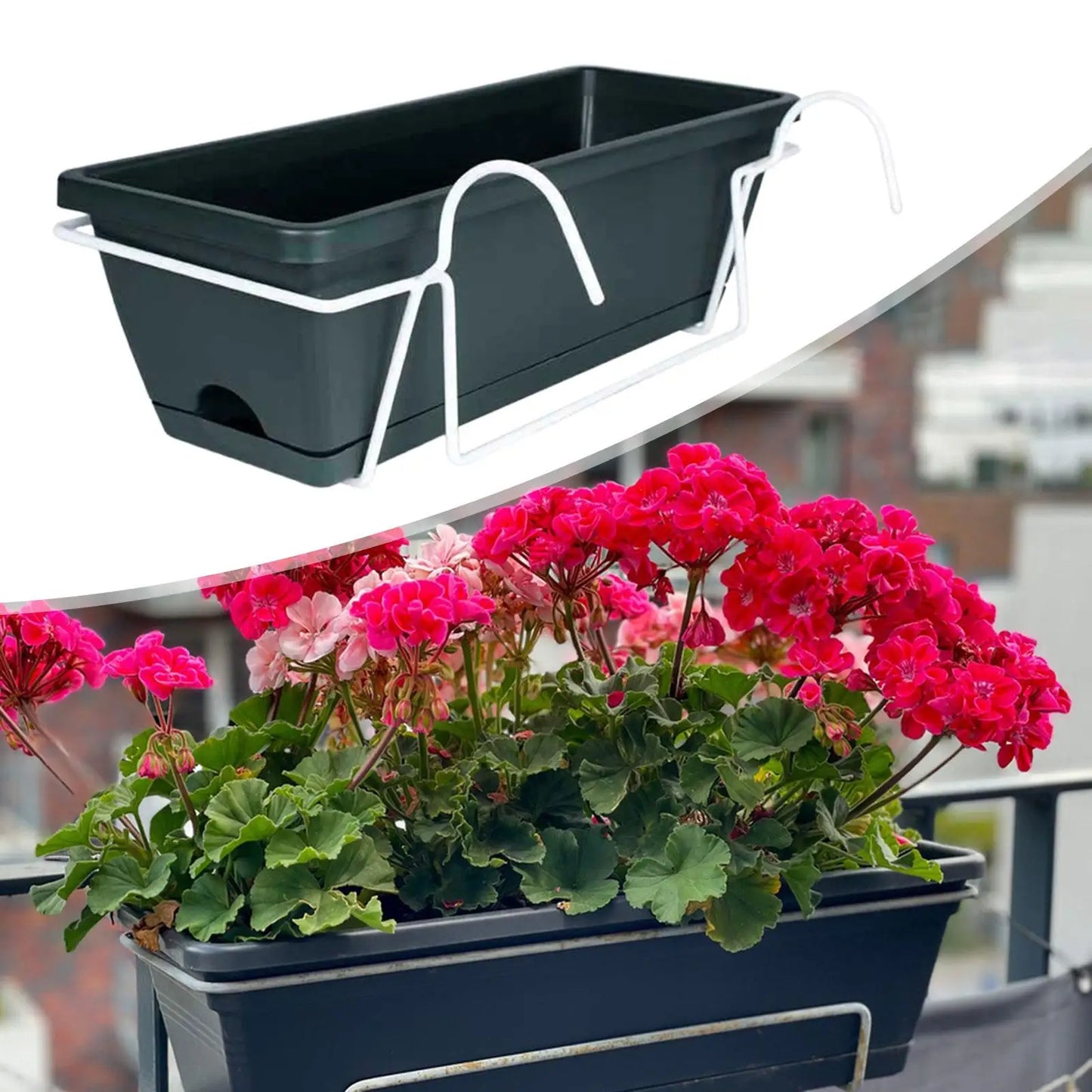 Hanging Flower Pot Garden Plant Holder Box Plant Pot Railing Balcony Planter for Yard Flowerpot Deck Porch Hanger Entrance Decor