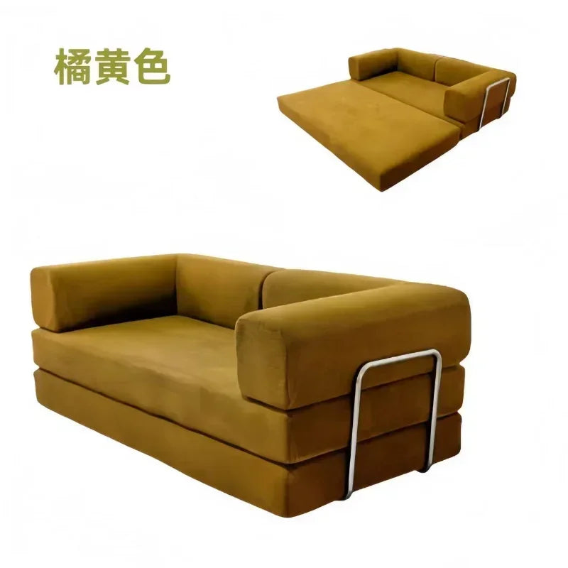 Vacuum Compression Sofa Italian Simple Retro High-end Corduroy Living Room Sofa Sofa Bed Foldable Washable Customizable