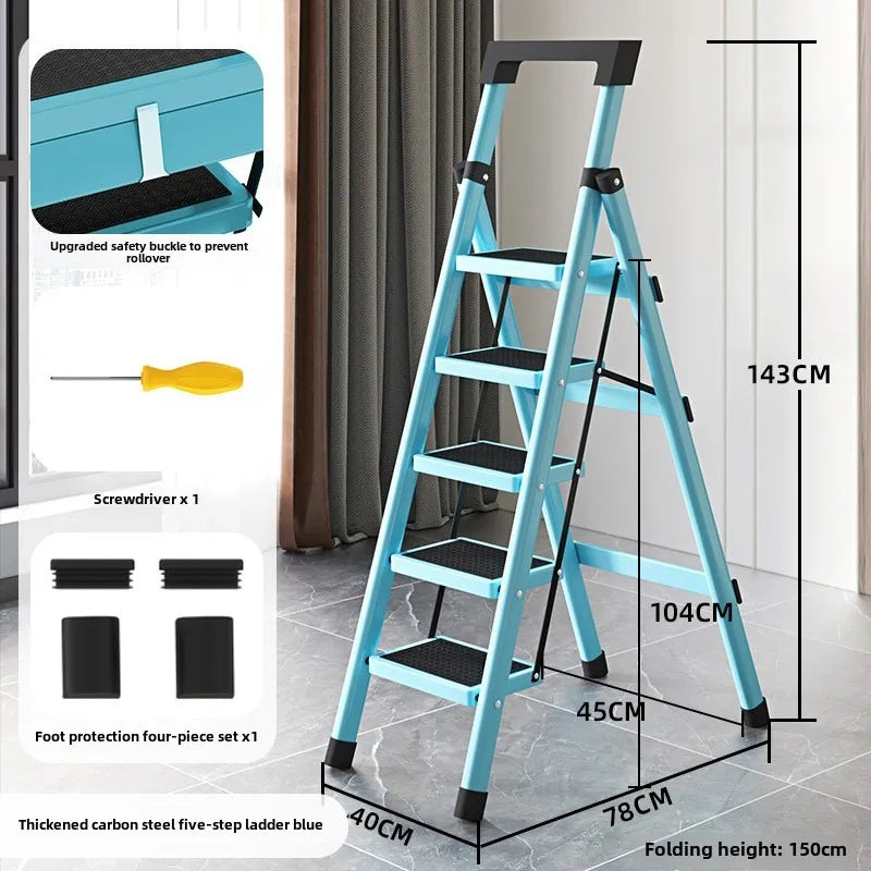 Home ladder stool folding zigzag ladder anti slip pedal ladder indoor