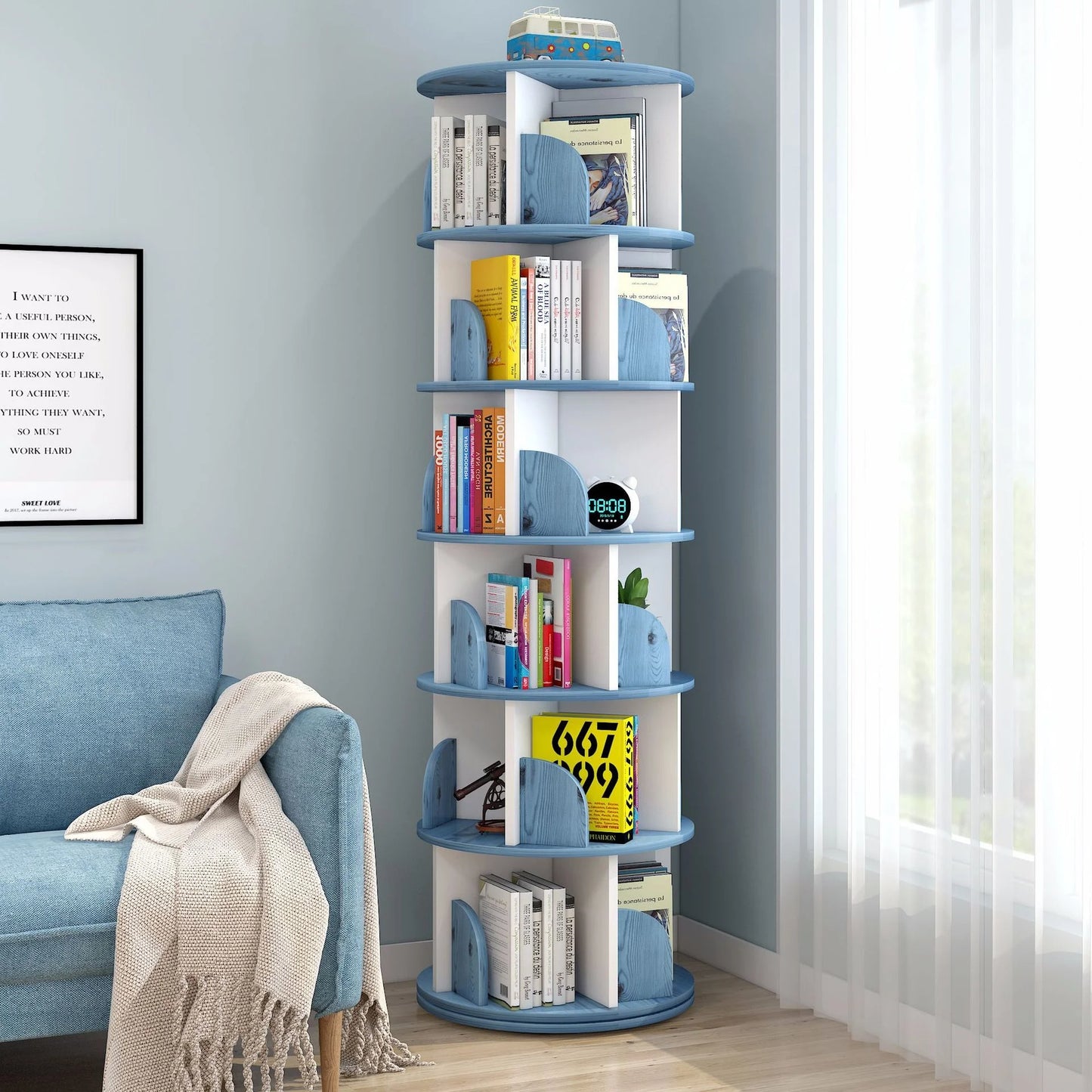 Rotating bookshelf children's picture book stand simple household space saving simple landing student creative storage bookcase