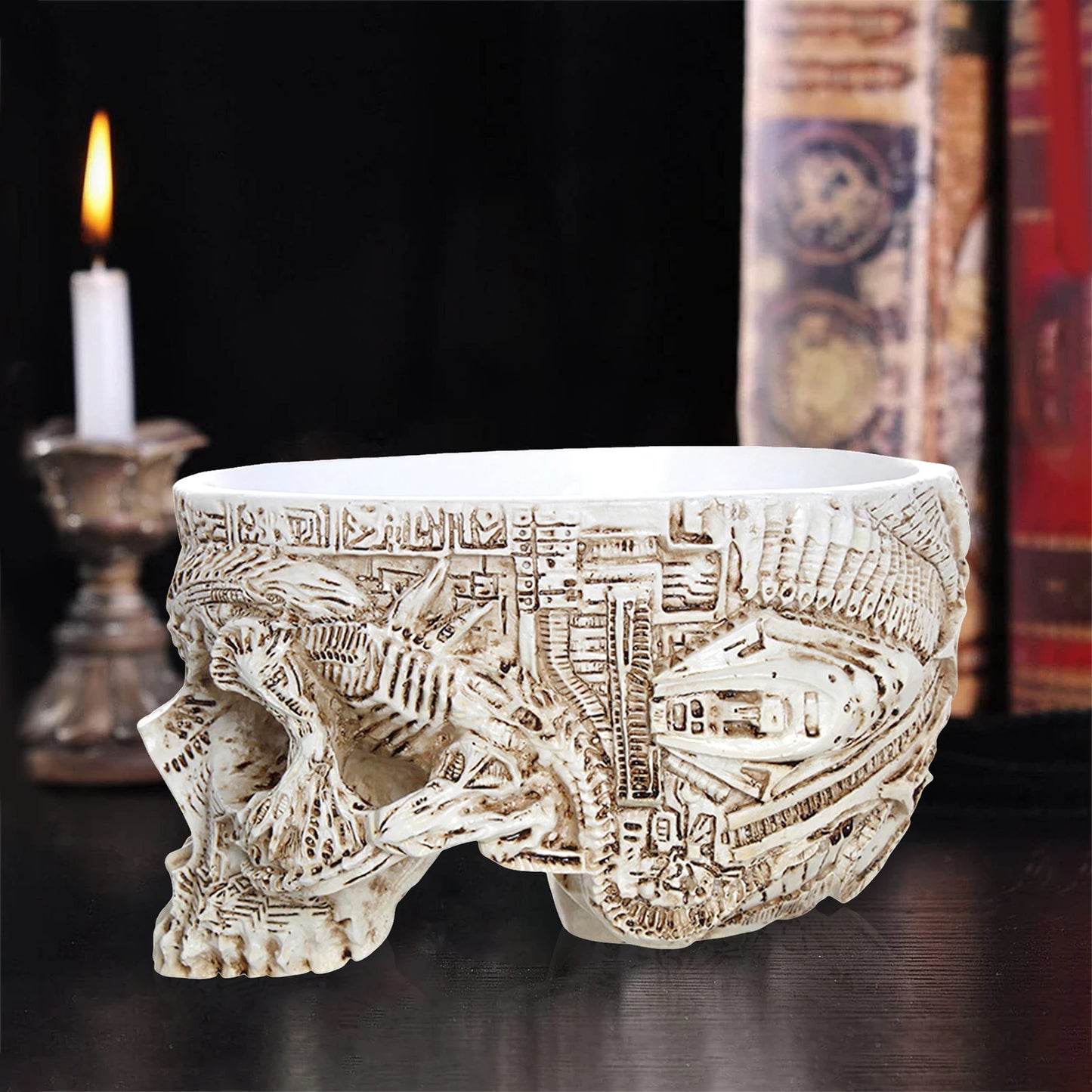 Resin Human Skull Model Flower Pot Multifunctional Gothic Skeleton Planter Container Home Decor Halloween Skeleton Flowerpot