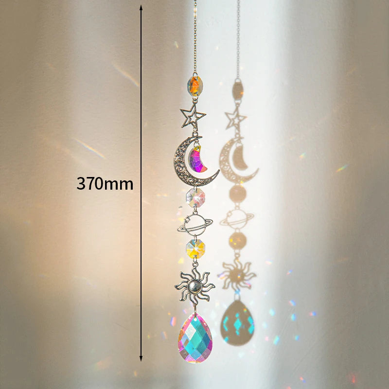 Brass Crystal Rainbow Crystal Hanging Pendants Suncatcher Moon Catcher Stained Glass Wind Chimes Home Garden Decor Kristalle