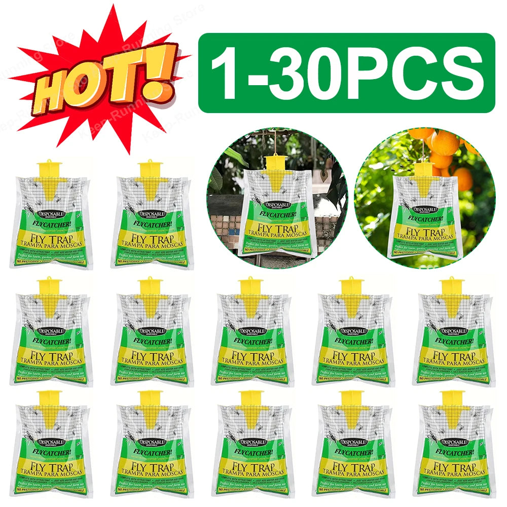 1-30Pcs Hanging Fly Trap Disposable Fly Catcher Bag Mosquito Trap Catcher Fly Wasp Insect Bug Killer Flies Trap for Outdoor