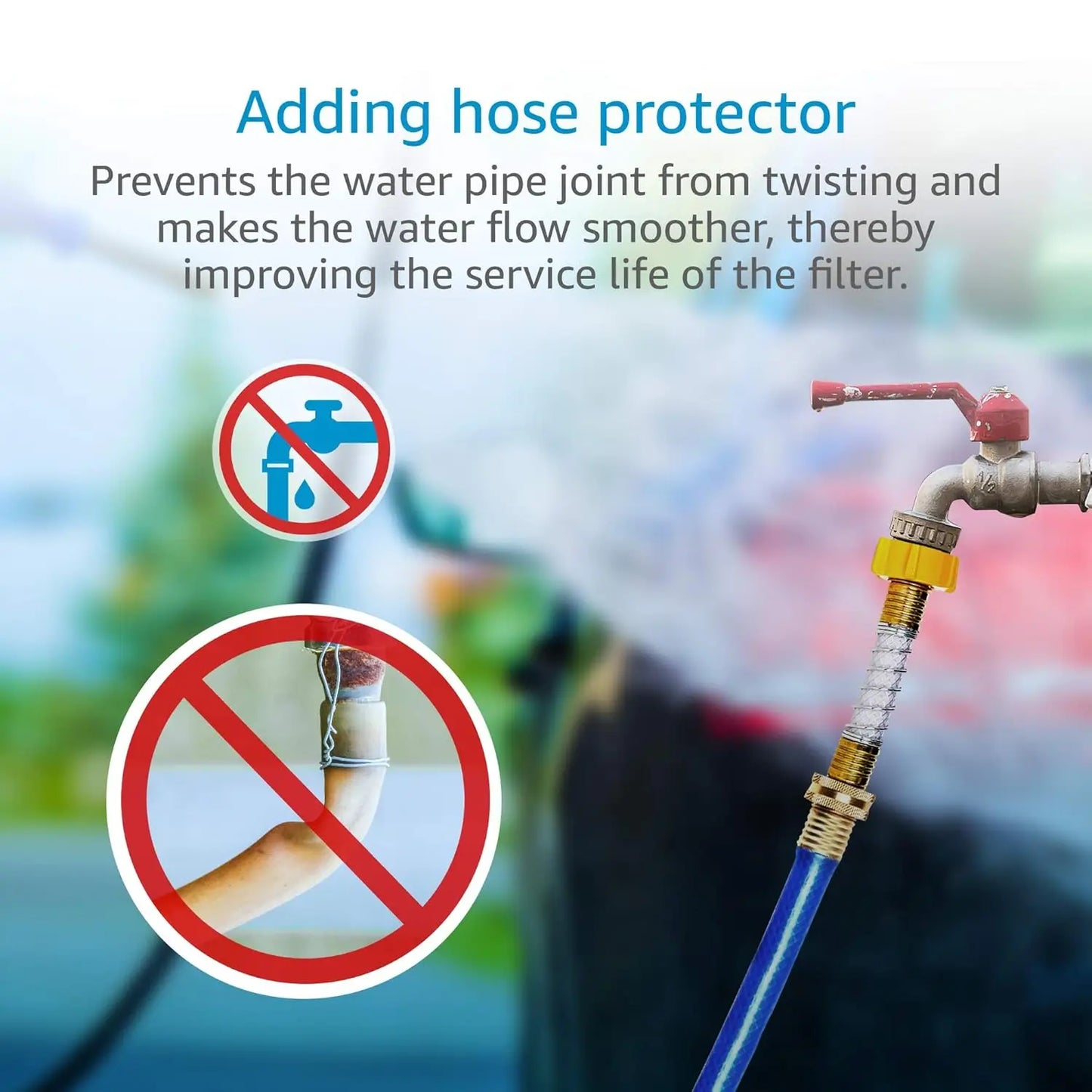 AQUA CREST Inline Water Filter, Dedicated for Car Washing, Reduce Hard Water Spots Soften Water, with 1 Flexible Hose Protector