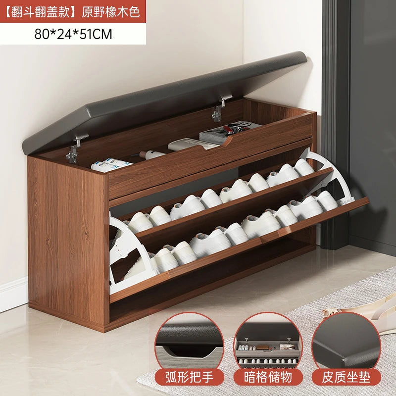 Shoe Change Stool at the Entrance to the Door, Household Seated Shoe Cabinet Seat, Integrated Shoe Rack, Soft