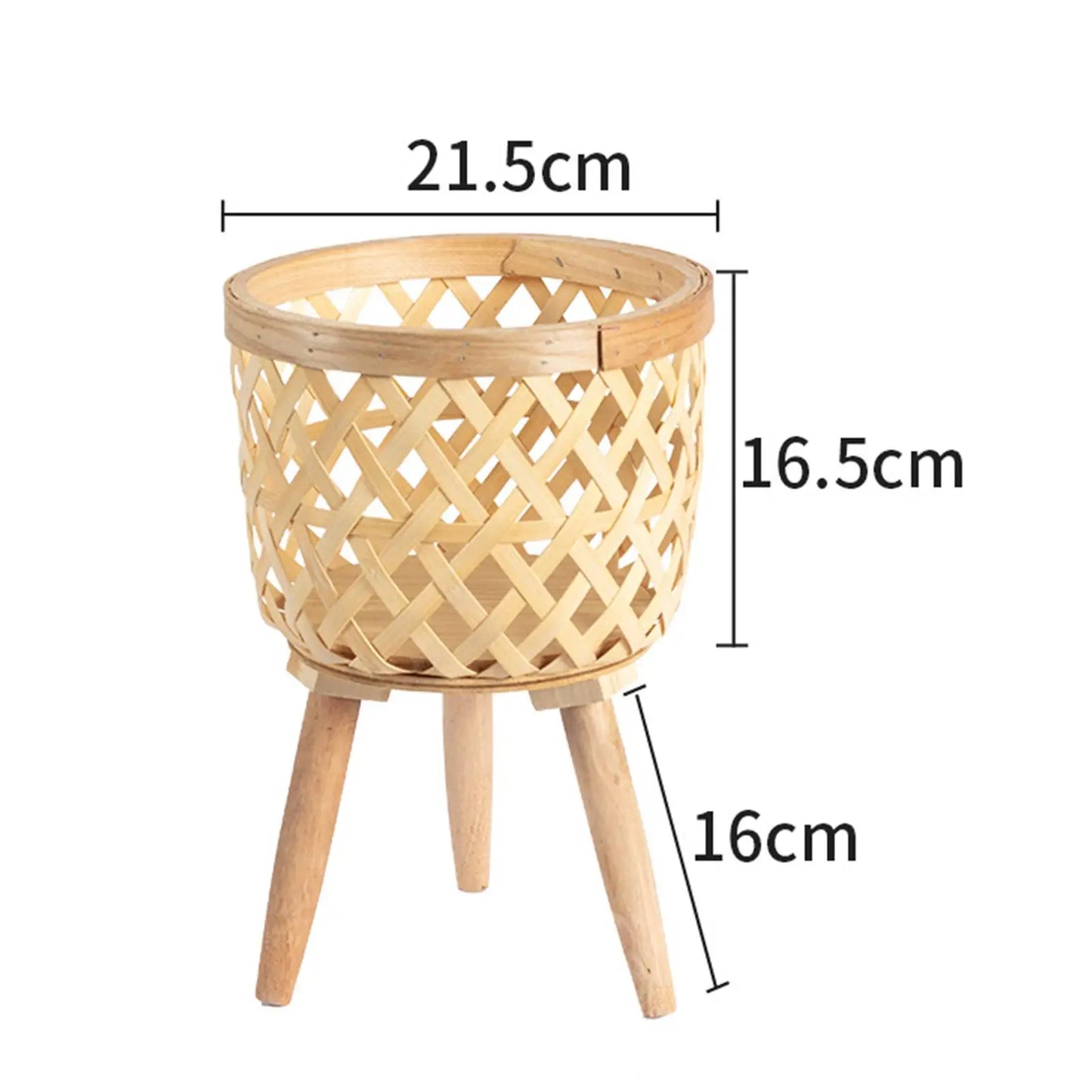 Hand Woven Flower Pot Tripod Stand Detachable Rattan Pot Wood Pastoral Flower Baskets for Balcony Planters Home Indoor Decor