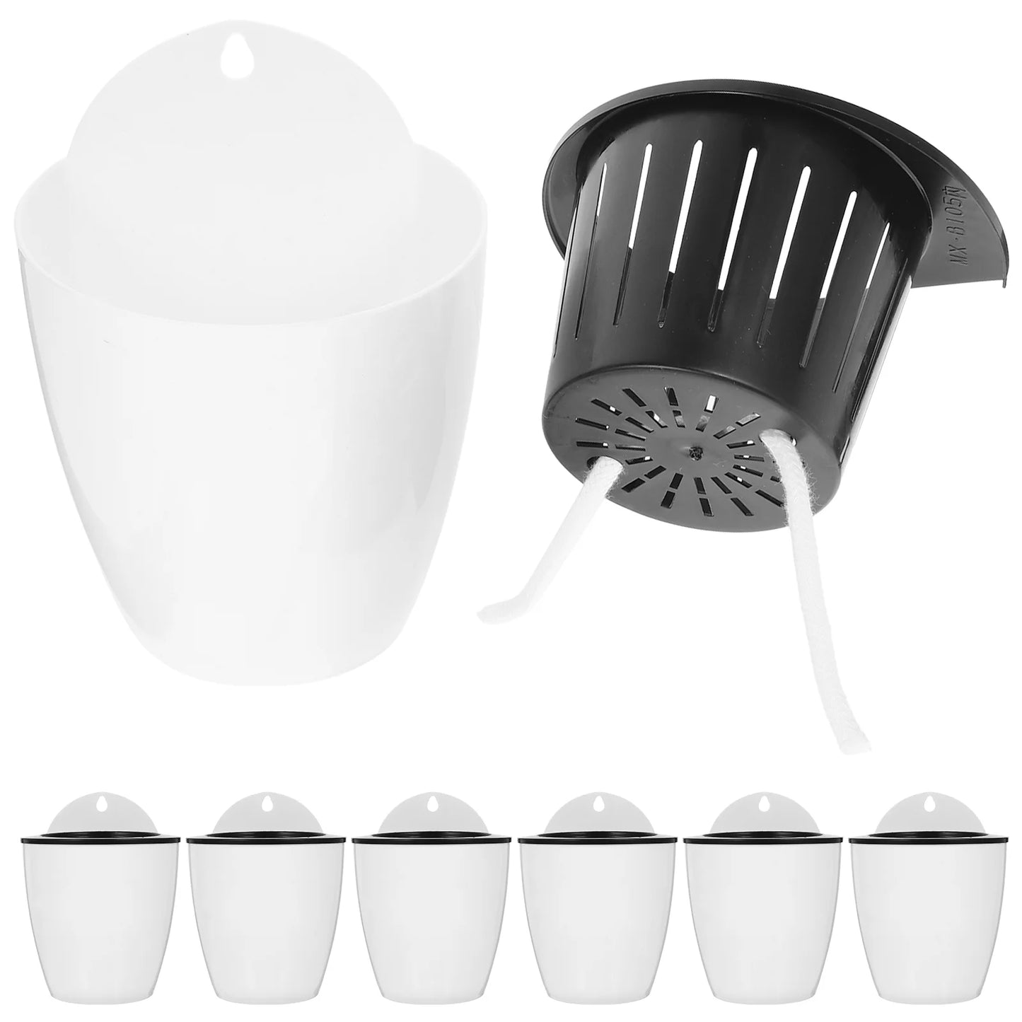 7 Pcs Flowerpot Pots Wall-mounted Self Watering Plastic Planters for Plants
