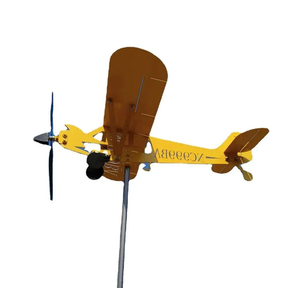 Weather Vane Wind Direction Compass Pipe Airplane Weathervane Windmill 3D Garden Decoration Windmill
