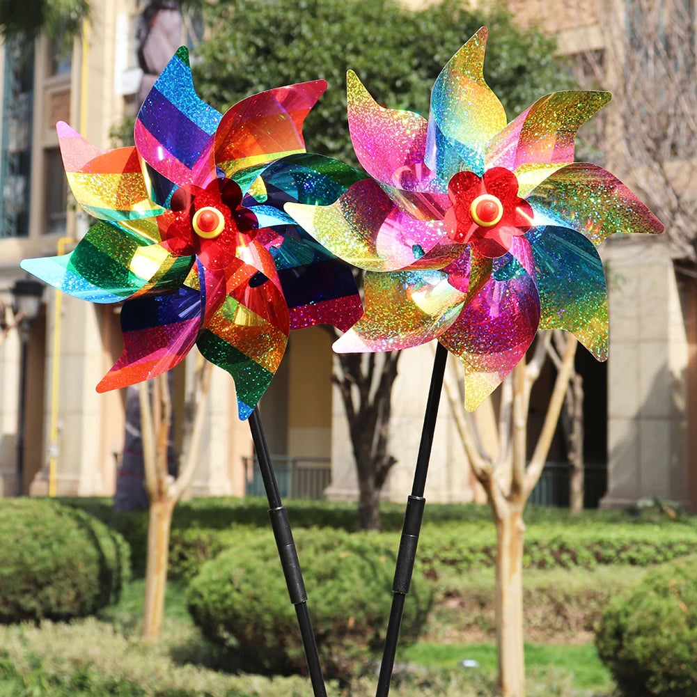 5/10PCS Bird Repeller Reflective Windmill Pinwheel Bird-Scaring Windmill Spinner for Garden Lawn Yard Decor and Keep Birds Away