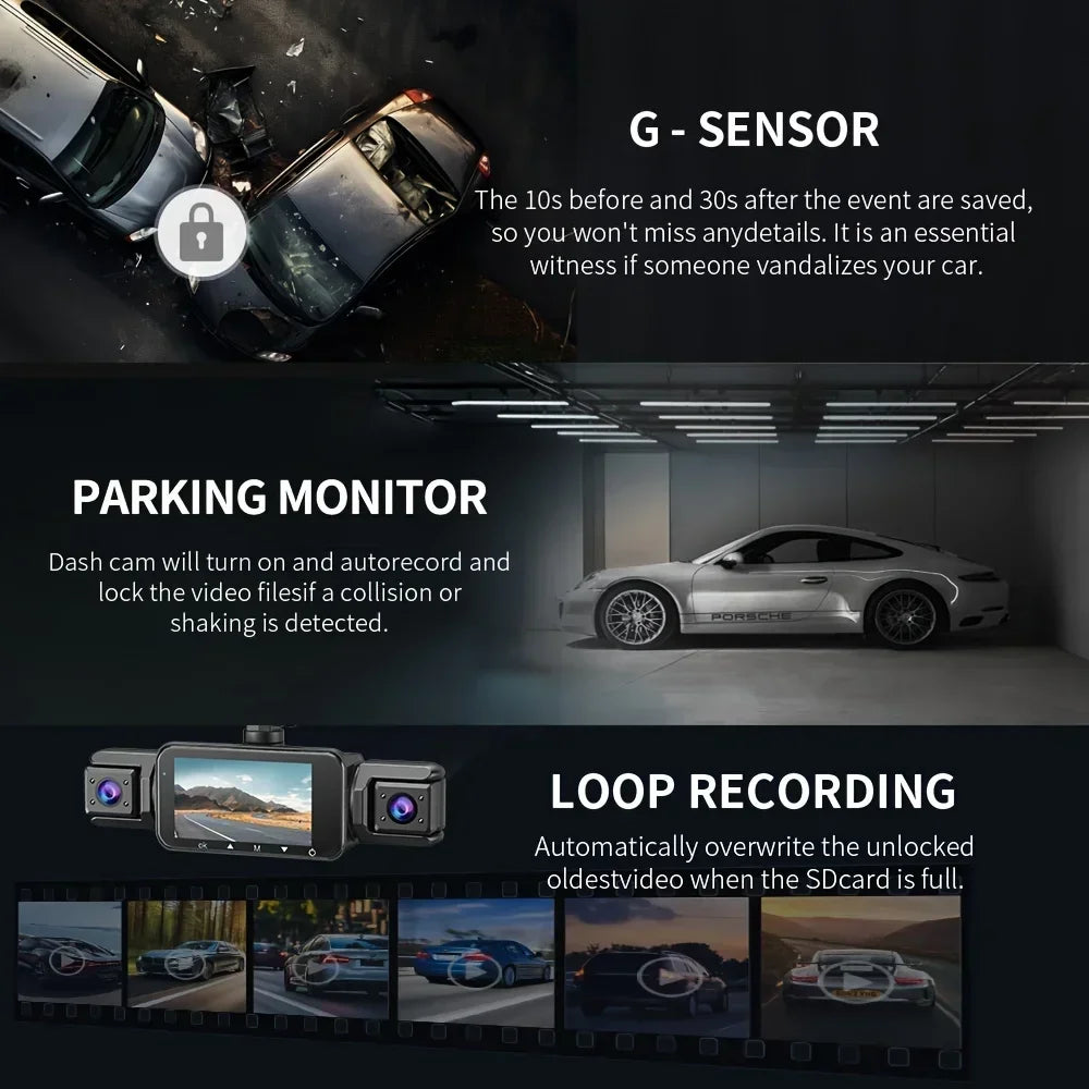 Car Dash Cam 4 Channel Black Box With GPS WIFI FHD 1080P Front Driving