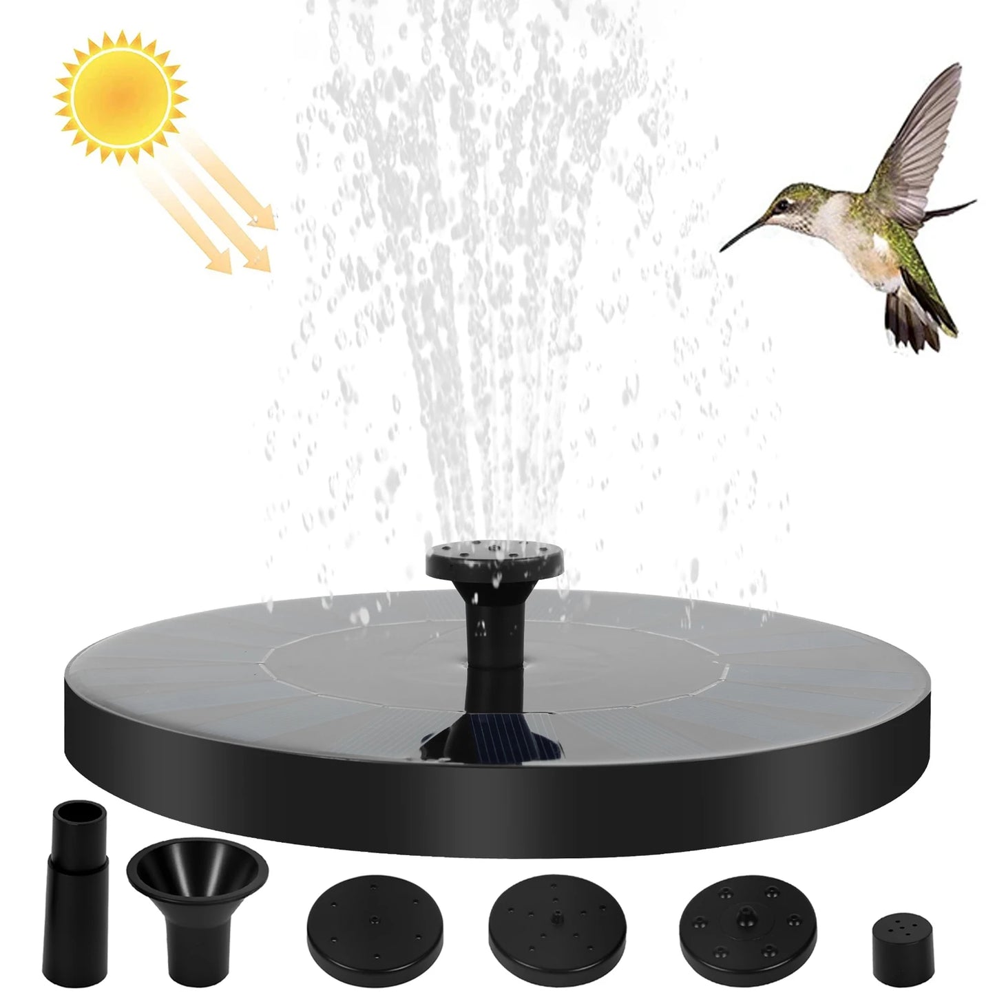 13/18cm Solar Fountain Pump Bird Bath Fountain Garden Outdoor Water Pool Pond Floating Decor With 6 Nozzles Solar Waterfall