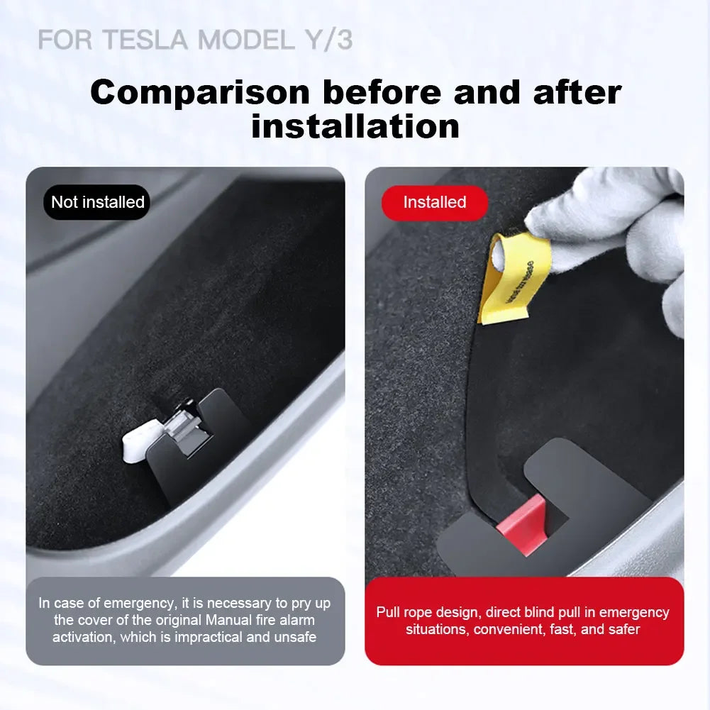 For Tesla Model 3 Highland Model Y 2024 2025 Rear Door Mechanical Switch Handle Emergency Puller Button Rope Car Accessories
