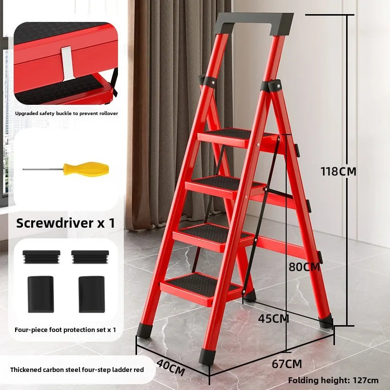 Home ladder stool folding zigzag ladder anti slip pedal ladder indoor