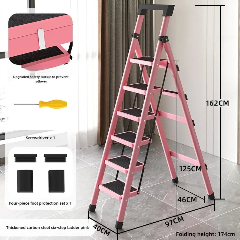 Home ladder stool folding zigzag ladder anti slip pedal ladder indoor