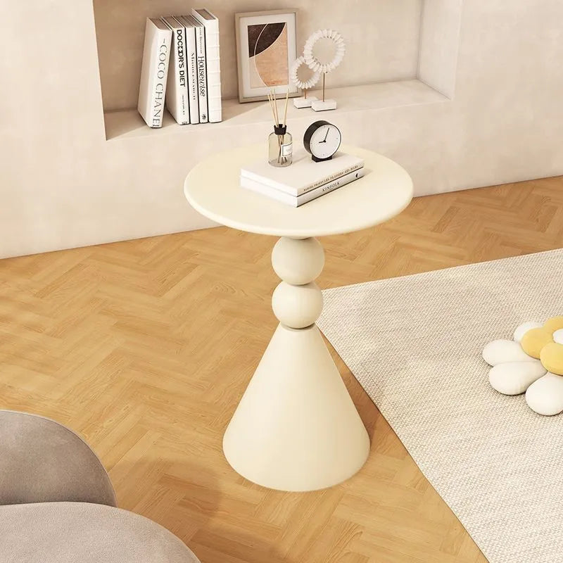 Realife Nordic Wrought Iron Edge Table Cream Style Living Room Circular Coffee Table Sofa White Edge Table Simple And Modern New