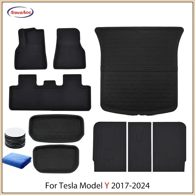 For Tesla Model Y 2017-2024 and Model 3 2021-2025 Highland All Weather Floor Mats Trunk Liners Full Protection Car Accessories
