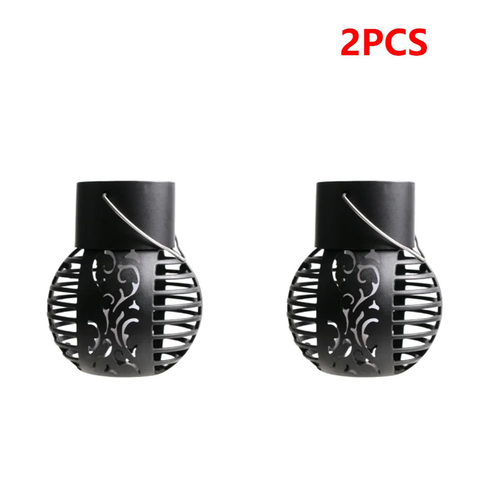 LED Outdoor Solar Light Garden Light Hanging Chandelier Lamp Hollow Garden Decoration Flame Lamp Solar Lantern Ornament