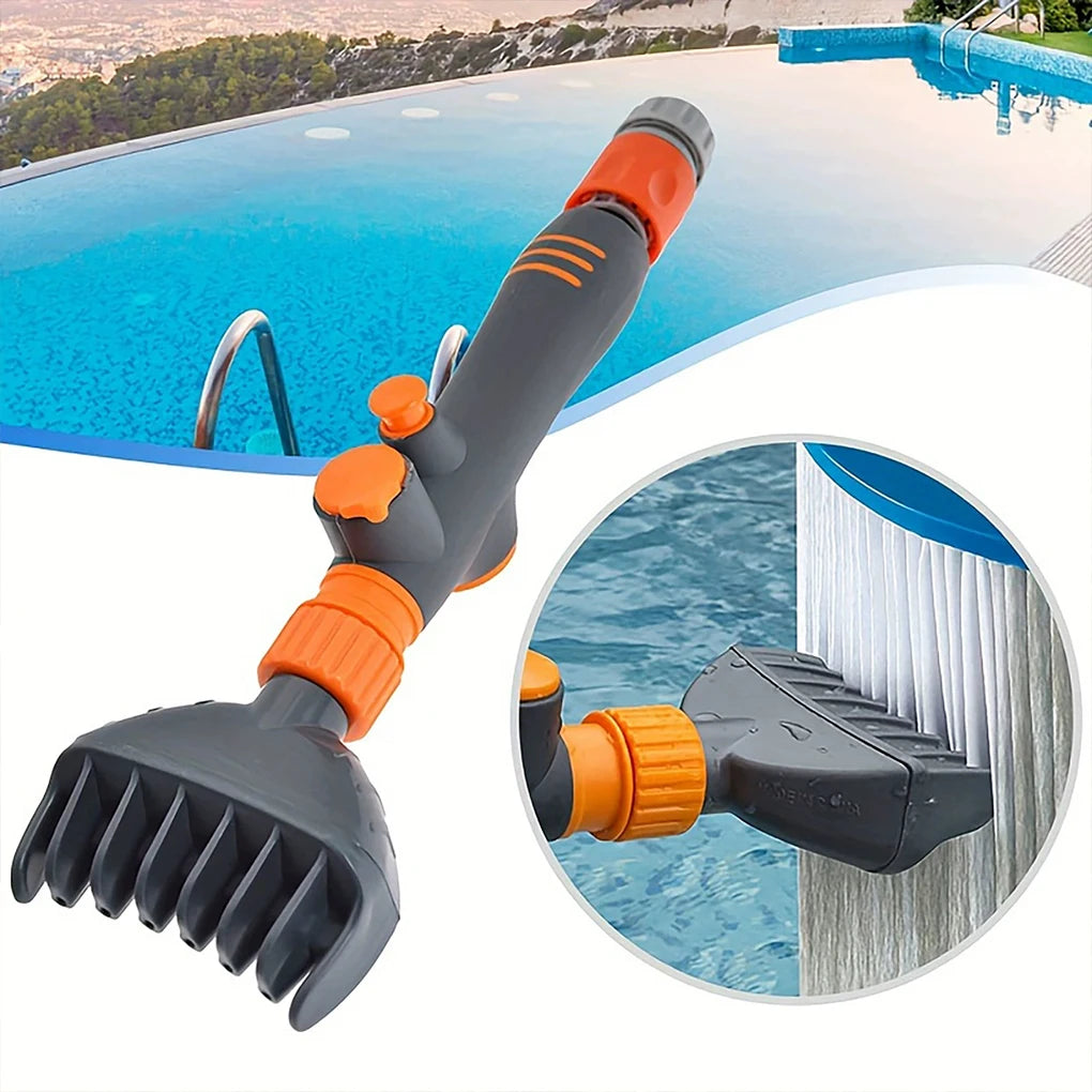 Portable Swimming Pool Cartridge Filter Cleaner with Handle One-key Start Hot Tub SPA Water Filter Cleaning Hose Attachment Tool