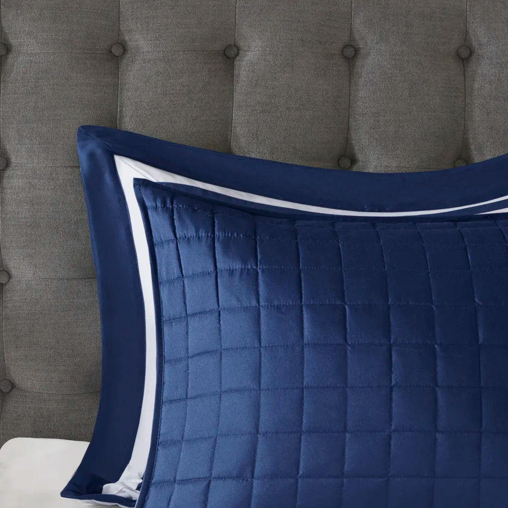 8 Piece Comforter and Quilt Set Collection Navy Full/Queen