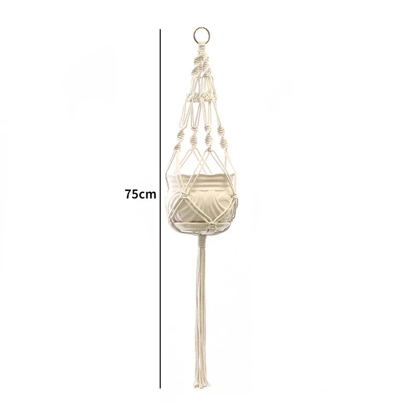 Handmade Macrame Plant Hanger Basket Flower Pot Balcony Hanging Decoration Knotted Lifting Rope Bohemian Style Home Garden Decor