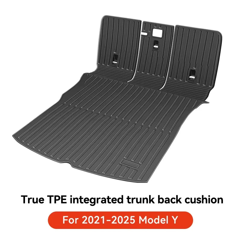 YZ for Tesla Model Y Juniper 2025 Floor Mats with Door Sill Protection Strips All-weather Floor Liner Cargo Mat Trunk Backrest