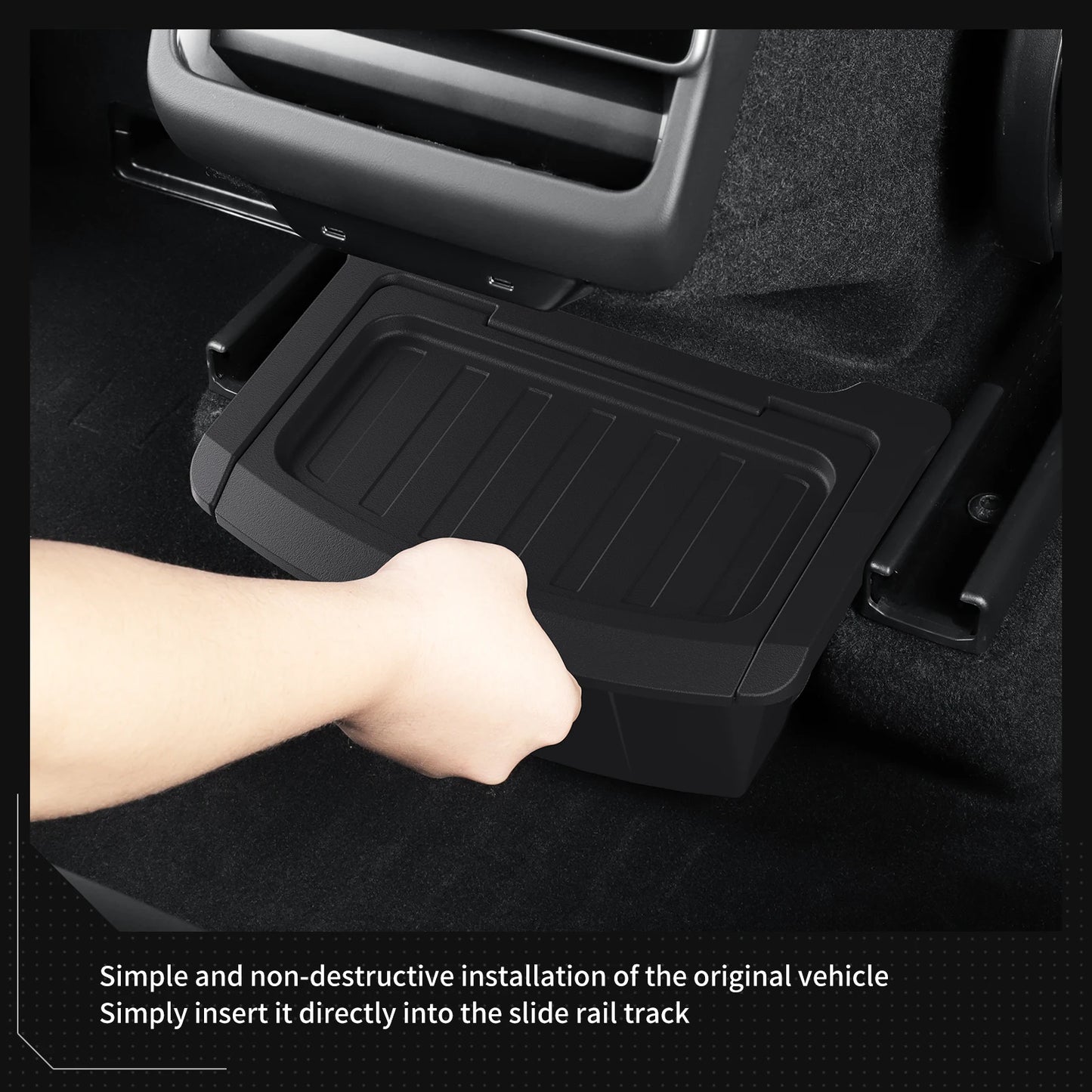 SMABEE for Tesla Model Y Launch 2025 Juniper Car Armrest Rear Storage Box Tray Accessories Tidying TPE Black