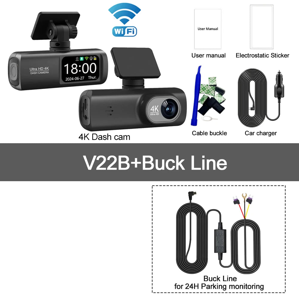 UHD 4K Dash Cam Dual Lens Driving Recorder Car DVR 1080P Rear Lens Cam