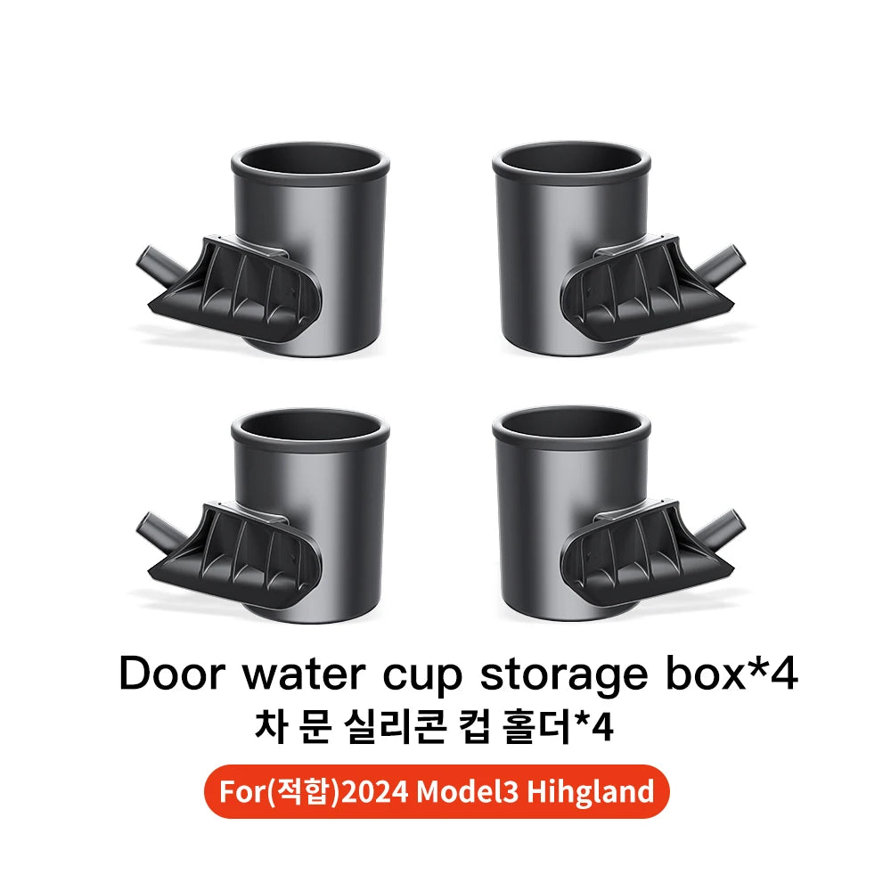 YZ For Tesla Model 3 Y Highland Juniper 2025 4 Pcs/Set Car Door Cup Holder Special Door Cup Storage Box Rack Car Accessories