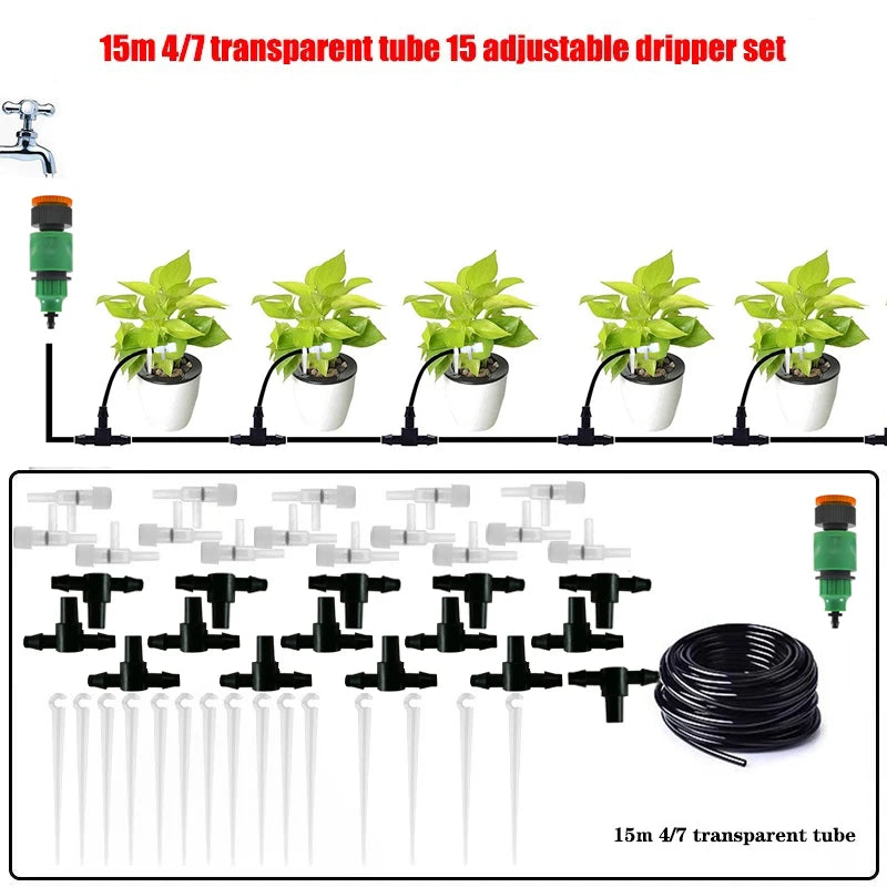 5-20m Garden Drip Irrigation Kit with Regulating valve Potted Plant Watering Device 4/7mm Hose Watering Micro Dripper Greenhouse
