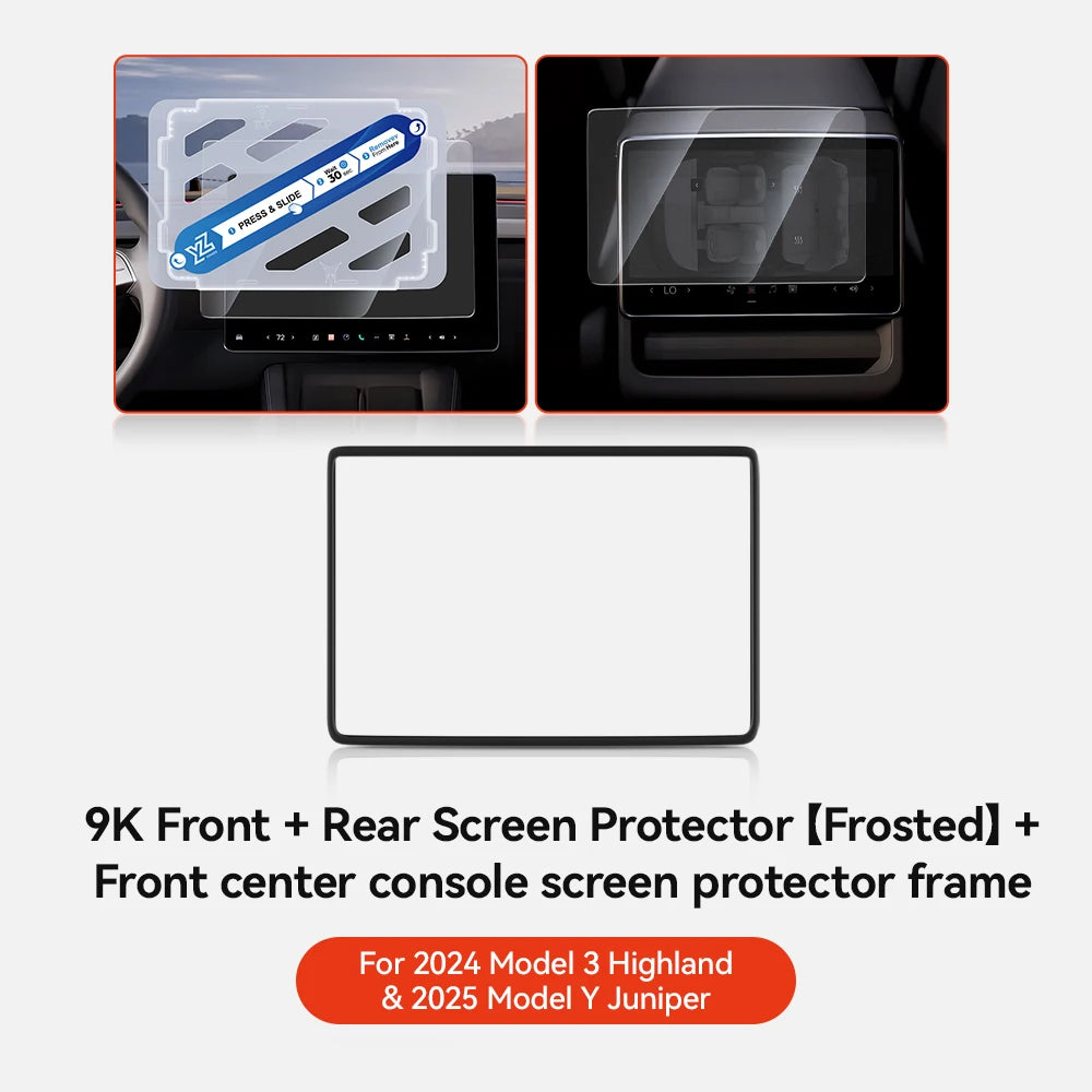 YZ Tempered Glass Film Protector For Tesla Model Y Juniper Model 3 Highland 2024 2025 Rear Row Center Control Screen Protective