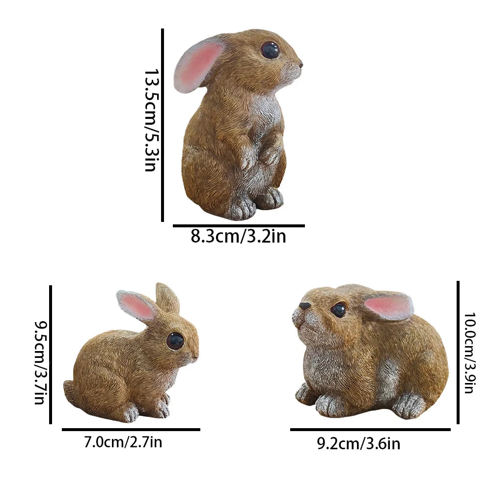 Bunny Decor Yard Decorations Outdoor Set of 3, Bunny Decorations for Home Garden Outdoor Statues, Easter Bunny Table Funny Garde
