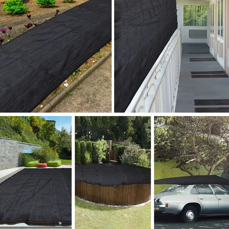 Extra-Large Black Sunshade Net with Grommets - HDPE Mesh Fabric for Greenhouses, Patios, Plants, Gazebos & Porches