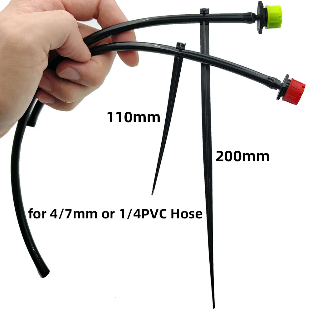 WUJIE 50-1000PCS Garden 1/4" Stake Fixed Stems Holder Support 11cm 20cm for Drip Irrigation 4/7mm Hose Pipe Inserting Ground