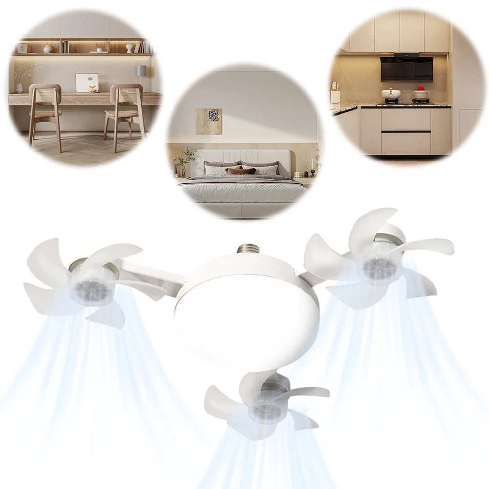 Universal Dimming Drone Fan with LED Light Remote Control Silent Ceiling Drone Fan 3 Gears for Dining Room Bedroom Living Room