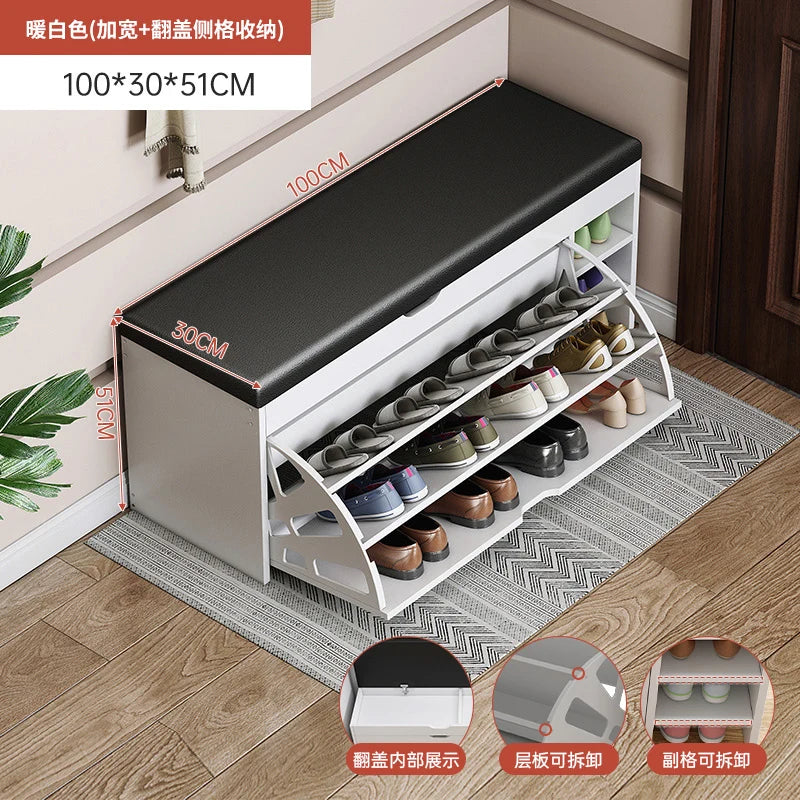 Shoe Change Stool at the Entrance to the Door, Household Seated Shoe Cabinet Seat, Integrated Shoe Rack, Soft