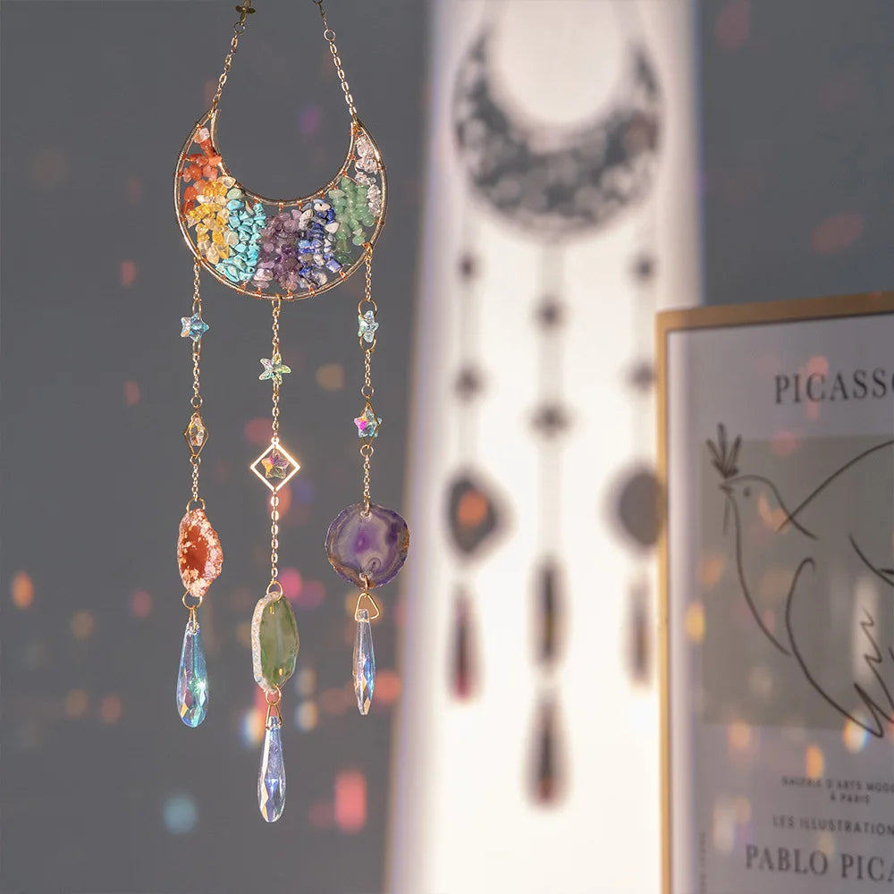 DIY Sun Pendant Amethyst Sun Catcher Crystal Sun Light Catcher Pendant Amethyst Ornaments Hanging Drop Outdoor Garden Home Decor