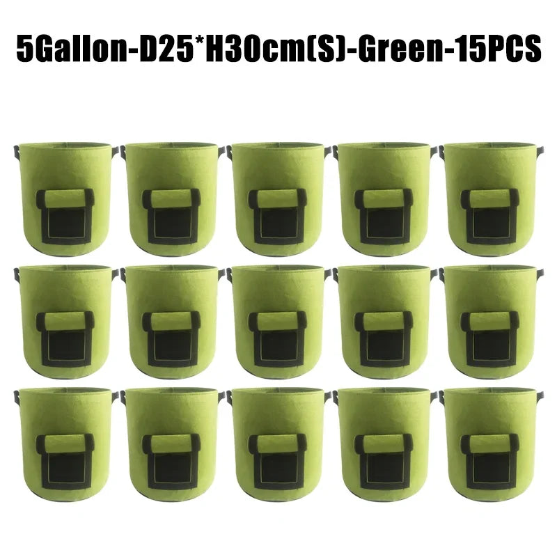 5/10Gallon Felt Plant Grow Bags Nonwoven Fabric Garden Potato Pot Greenhouse Vegetable Growing Bags Moisturizing Vertical Tools