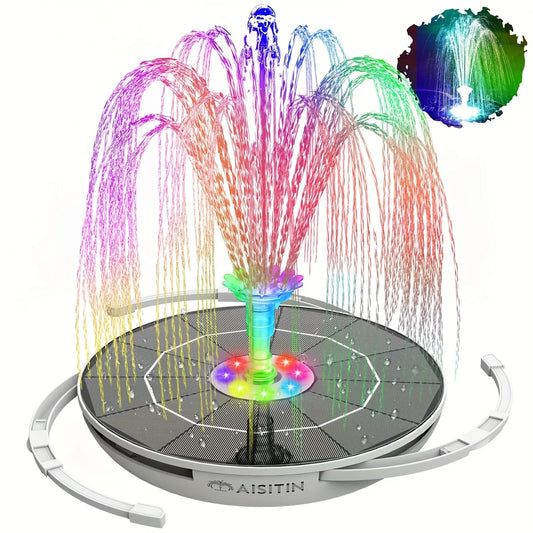 Indoor and outdoor 6.5w solar fountain, automatic bird bath fountain, with DIY nozzle set, suitable for gardens, courtyards,