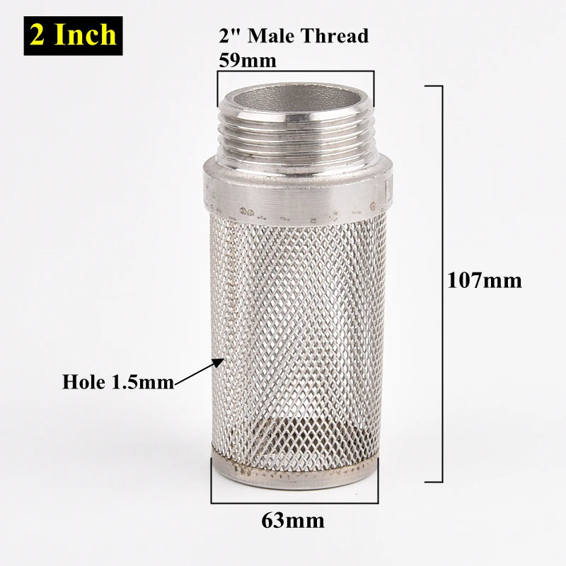 304 Stainless Steel Male Thread Mesh Cover Aquarium Fish Tank Water Pump Inlet Filter Screen Garden Irrigation Pump Hose Filters