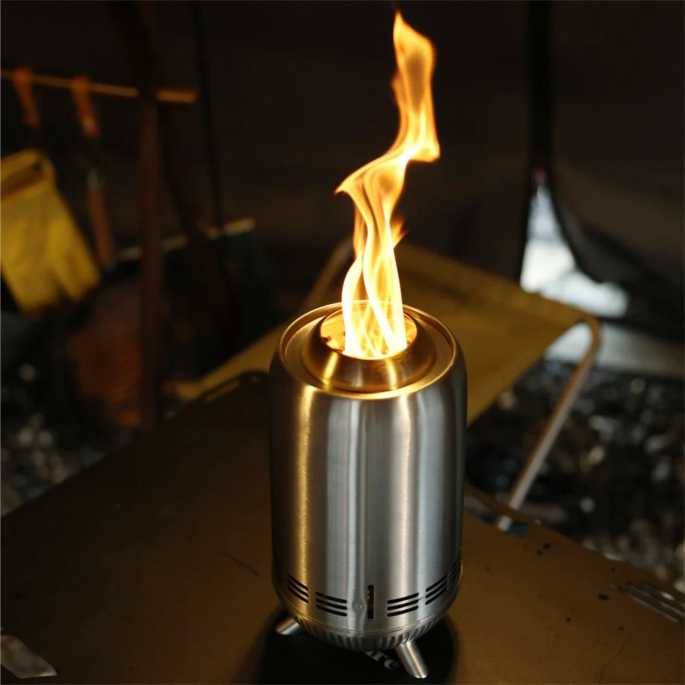 6.4 inches Round Mesa Stove Outdoor Travel Portable Tabletop Fire Pit Stainless Steel Smokeless Table Top Firepit