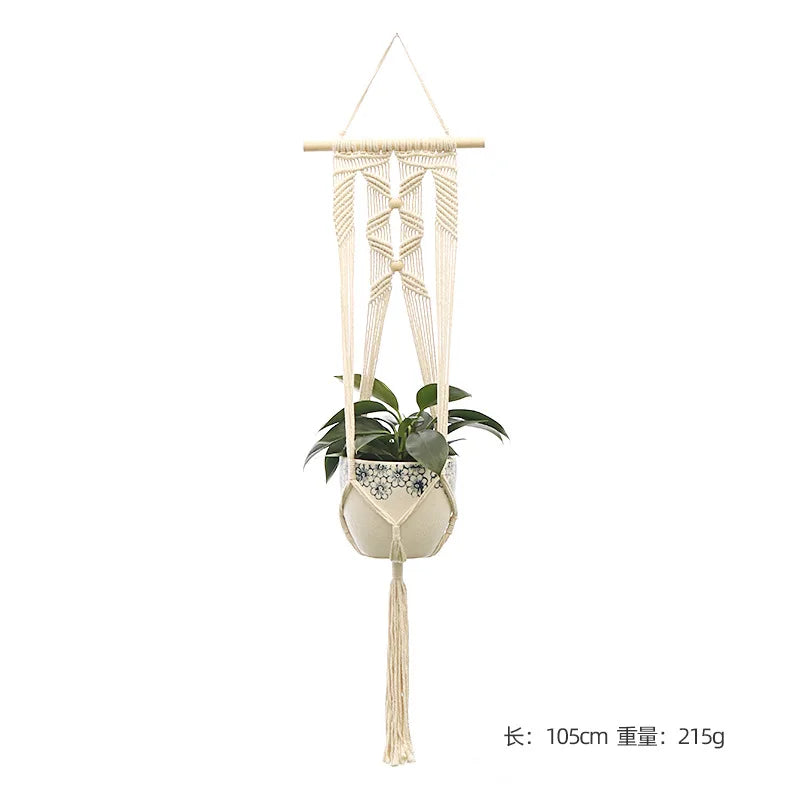Hanging Plant Handmade Macrame Plant Hanger Flower Pot Planter Hanger Wall Decor Courtyard Garden Hanging Planter Hanging Basket