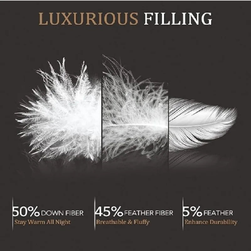 downluxe Luxurious Down Fiber Comforter with Premium Fabric, All Seasons Medium Warmth Duvet Insert King, Hotel Collection Down