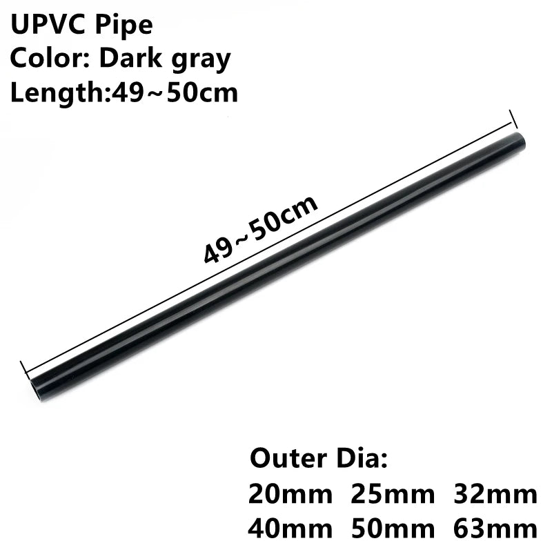 1PC 20~63mm Dark Grey UPVC Pipe Connector Straight Elbow Tee Garden Irrigation DIY Accessories Aquarium Water Tank Supply Joints