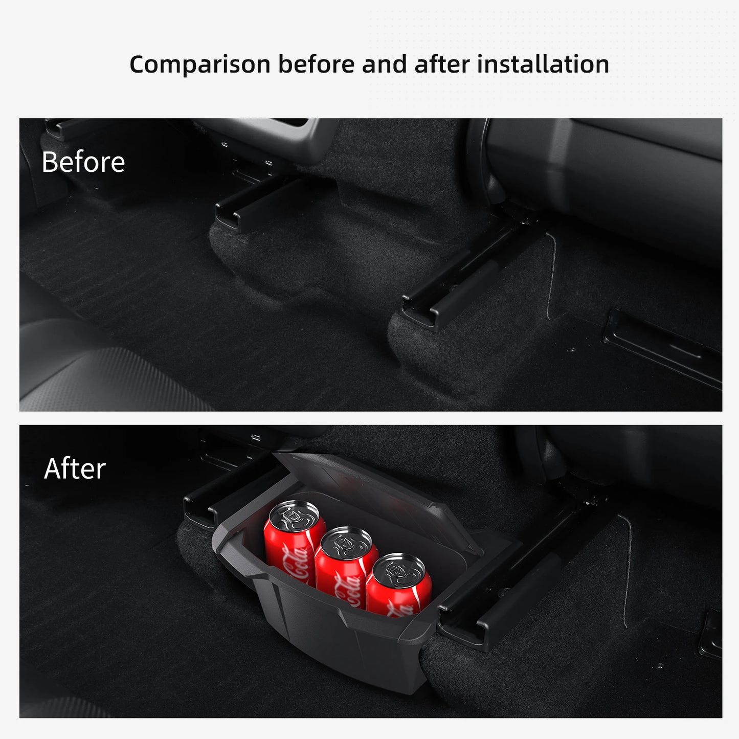 SMABEE for Tesla Model Y Launch 2025 Juniper Car Armrest Rear Storage Box Tray Accessories Tidying TPE Black