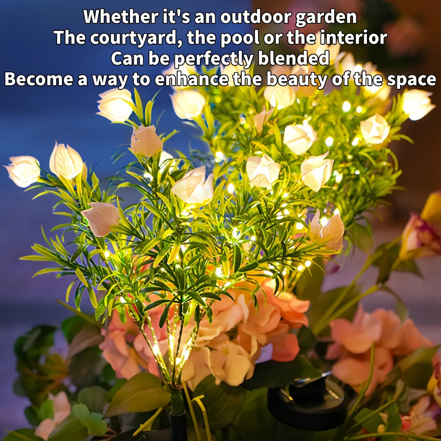 1/2/3/4pc 11-Flower Solar LED Gardenia Lights Outdoor Garden Decor Automatic Light Sensor for Patio Lawn Yard Solar Garden Light