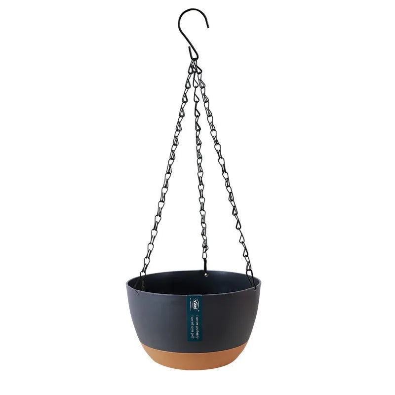 1pcs Nordic Hanging Basket Planter with Chains Thickened Resin Wall-Mounted Flower Pot for Balcony Home Decor