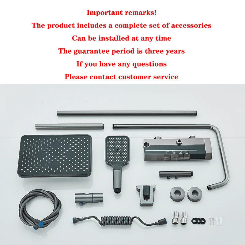 4 Piano Button Function Smart Digital Display LED Cold Hot Shower Faucet with 3 Modes Handshower 2 Modes Booster Spray Gun