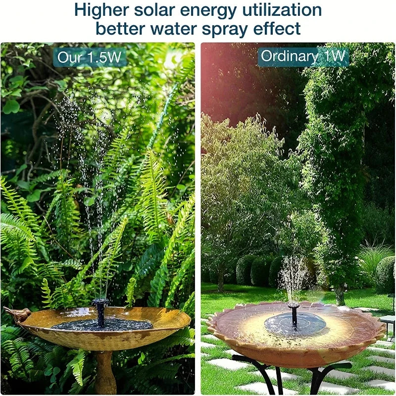 1W/1.4W/2.5W solar fountain with 6 nozzles,suitable for gardens,bird baths,ponds, swimming pools, outdoor and backyard aquariums