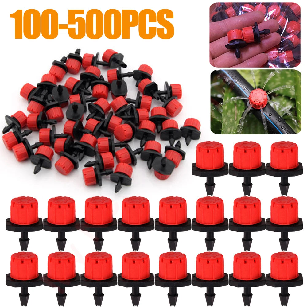 100-500PCS Irrigation Drippers Sprinklers Adjustable Water Dropper Head Sprinkler Flow Head Garden Watering Irrigation System